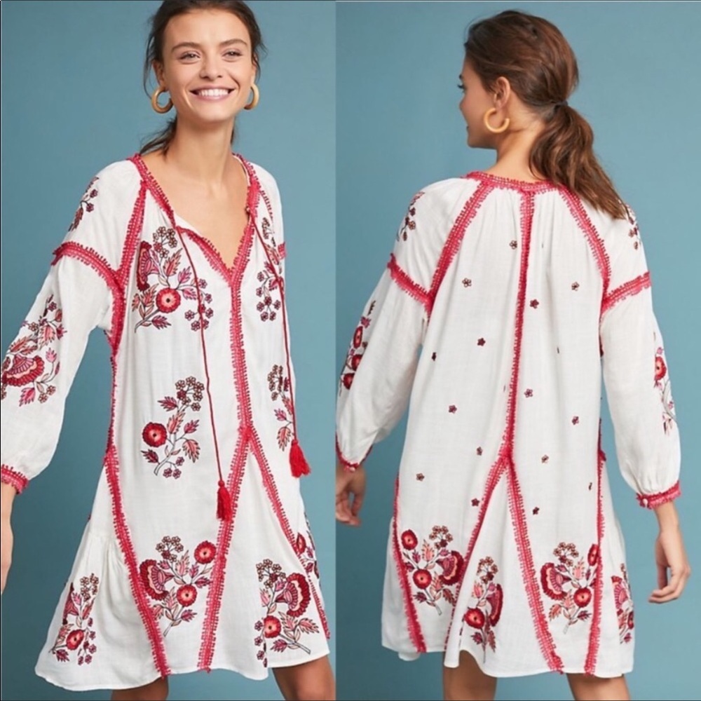 Anthropologie Ranna Gill Embroidered Dress